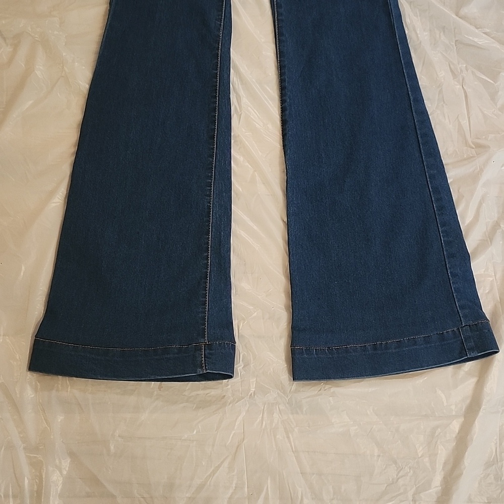 Free People Blue Flare Wide Leg Jeans - Picture 4 of 10